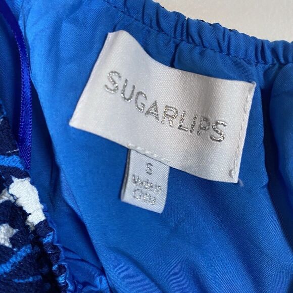 SUGARLIPS One Shoulder Maxi Dress Women's Size S Small White blue Floral Cut Out - Picture 2 of 4